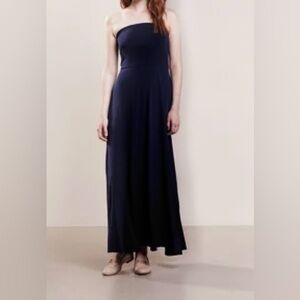 Strapless Polo Ralph Lauren Knit Elastic Maxi Dress M Black